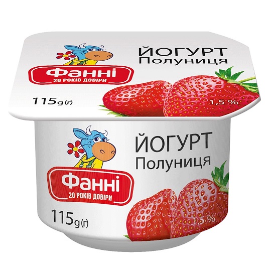 Йогурт ФАННІ полуниця 1,5%, 115 г